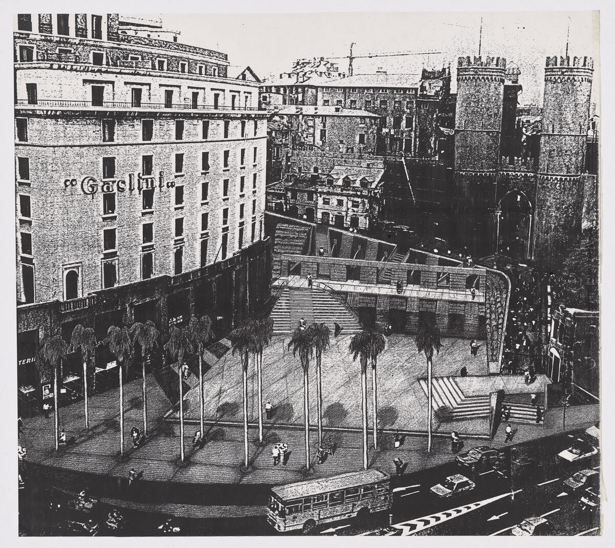 Piazza Dante; Photographic Montage Overlaid on Site Photo