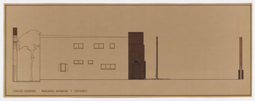 Reprographic drawing of left side elevation of Facade House.