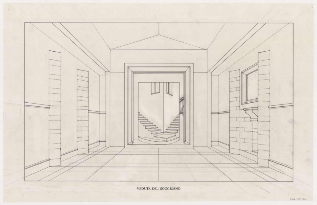 House in Pergusa living room interior perspective.