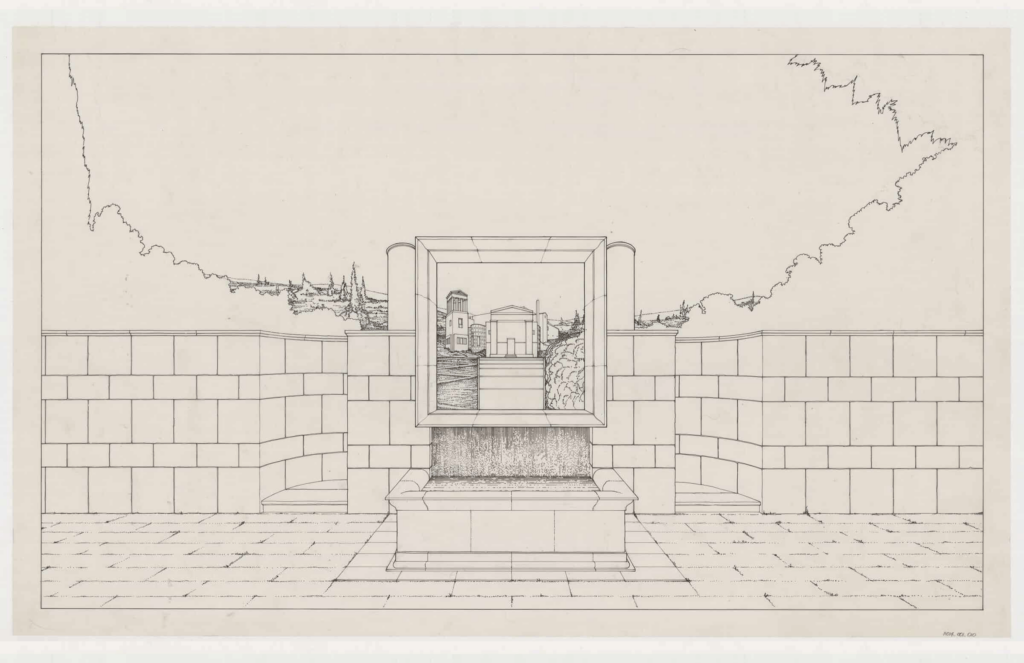 House in Pergusa fireplace detail perspective.