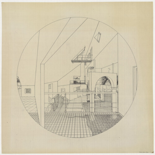 interior perspective drawing of fountain house