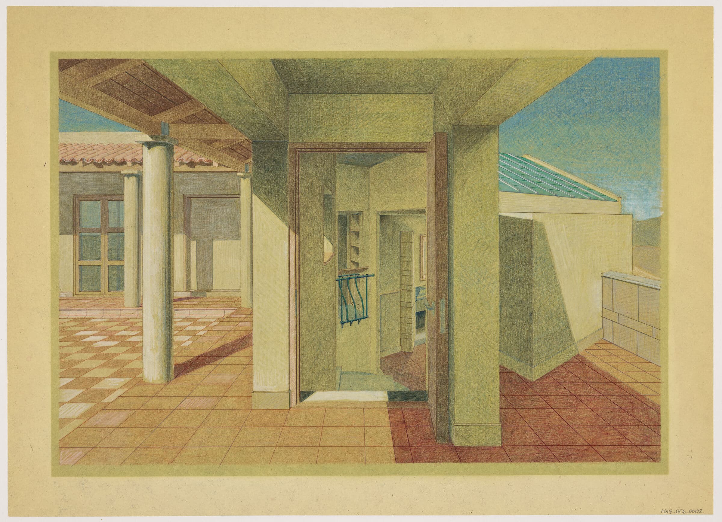 Prismacolor exterior perspective of House in Pergusa.