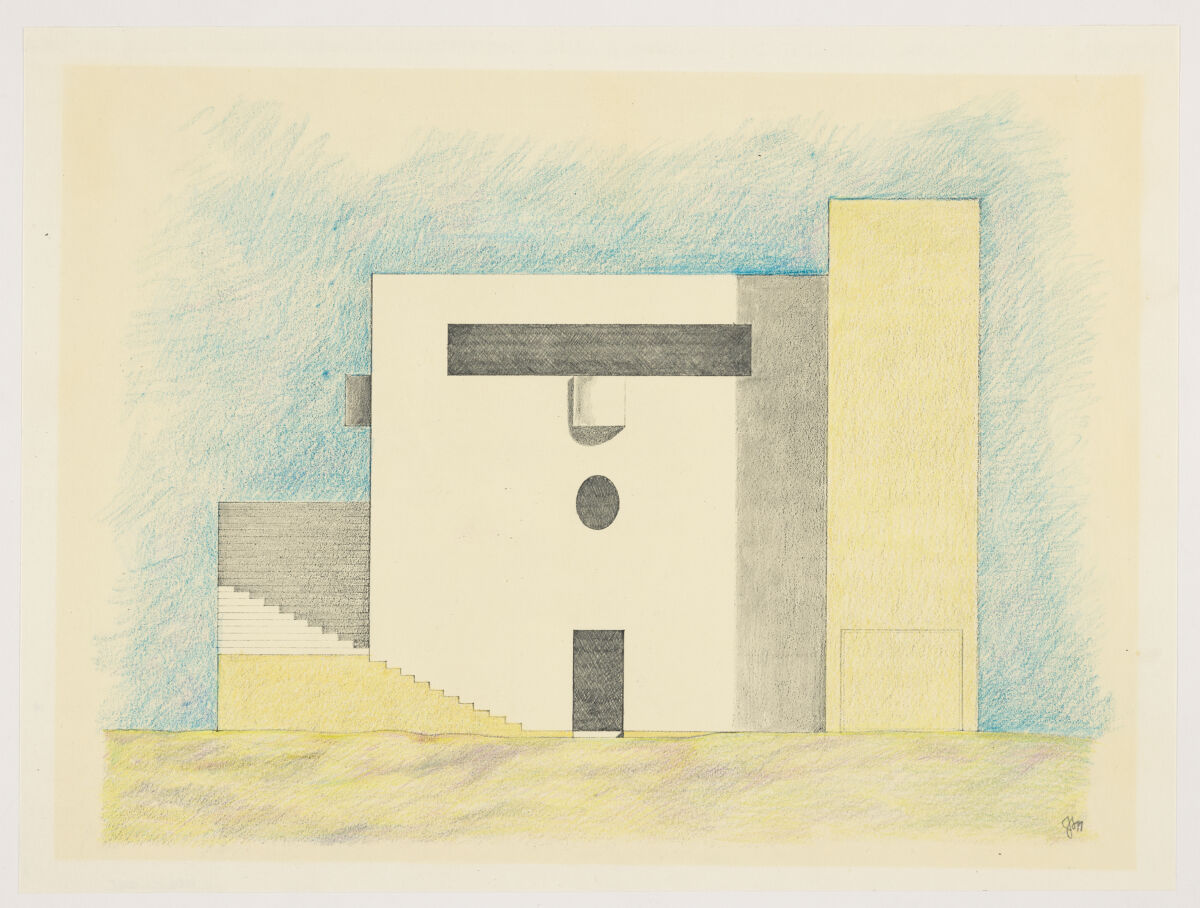 house on the island of djerba prismacolor drawing of facade 1.