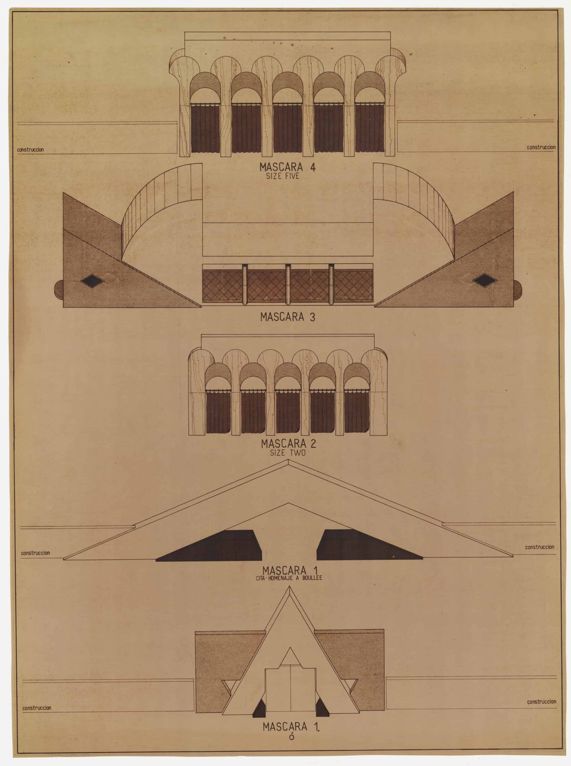 Reprographic image of Facade House four elevations.