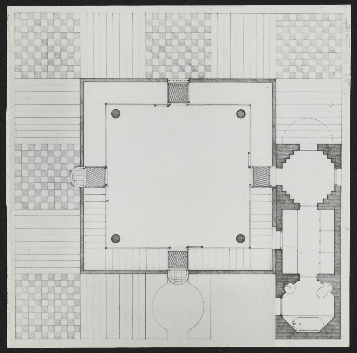 house on the island of djerba floor plan drawing