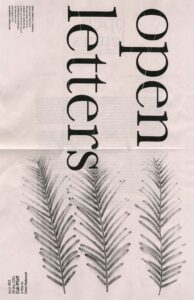 Cover for Open Letters Issue 5.