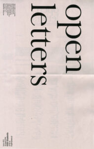 Cover for Open Letters Issue 13.