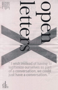 Cover for Open Letters Issue 19.