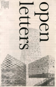 Cover for Open Letters Issue 53.