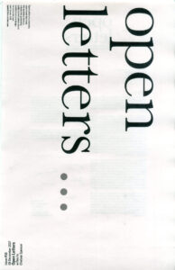 Cover for Open Letters Issue 58.