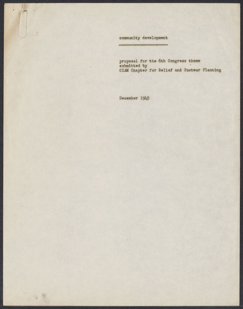 December 1945 community report cover page.