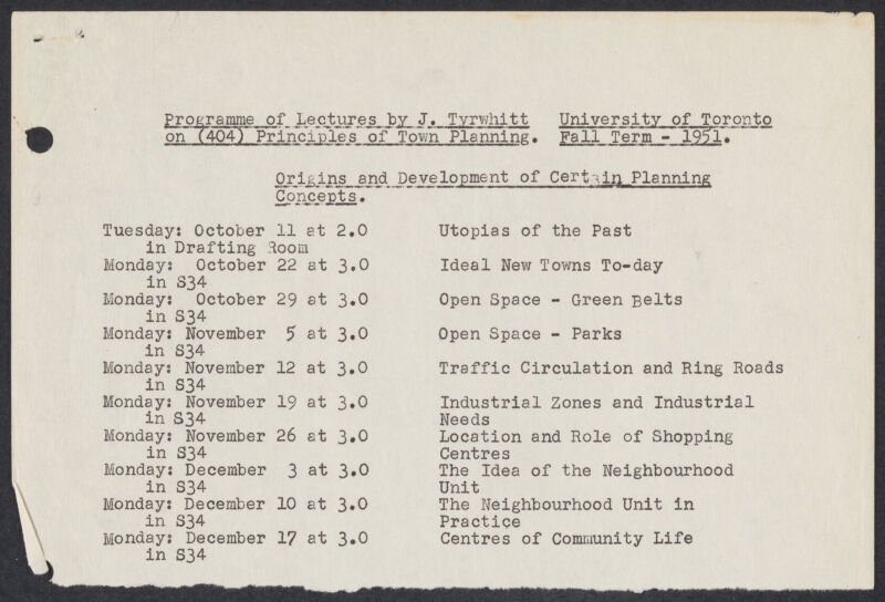 Jacqueline Tyrwhitte lecture notes.