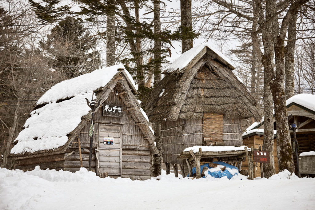Traditional Ainu huts at the Ainu Living Memorial.