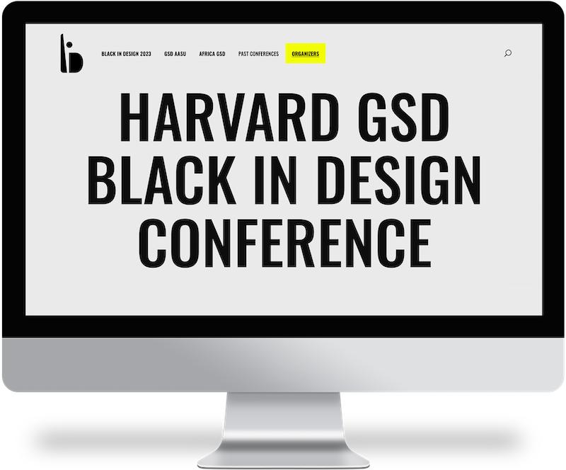Screenshot of Black in Design homepage in an Apple monitor.